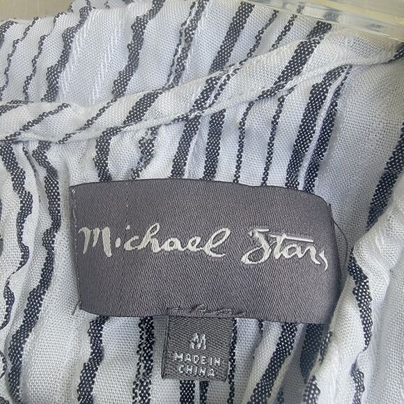 Michael Stars Womens Med Top Blue White Stripe Sleeveless Side Slits - Picture 4 of 5